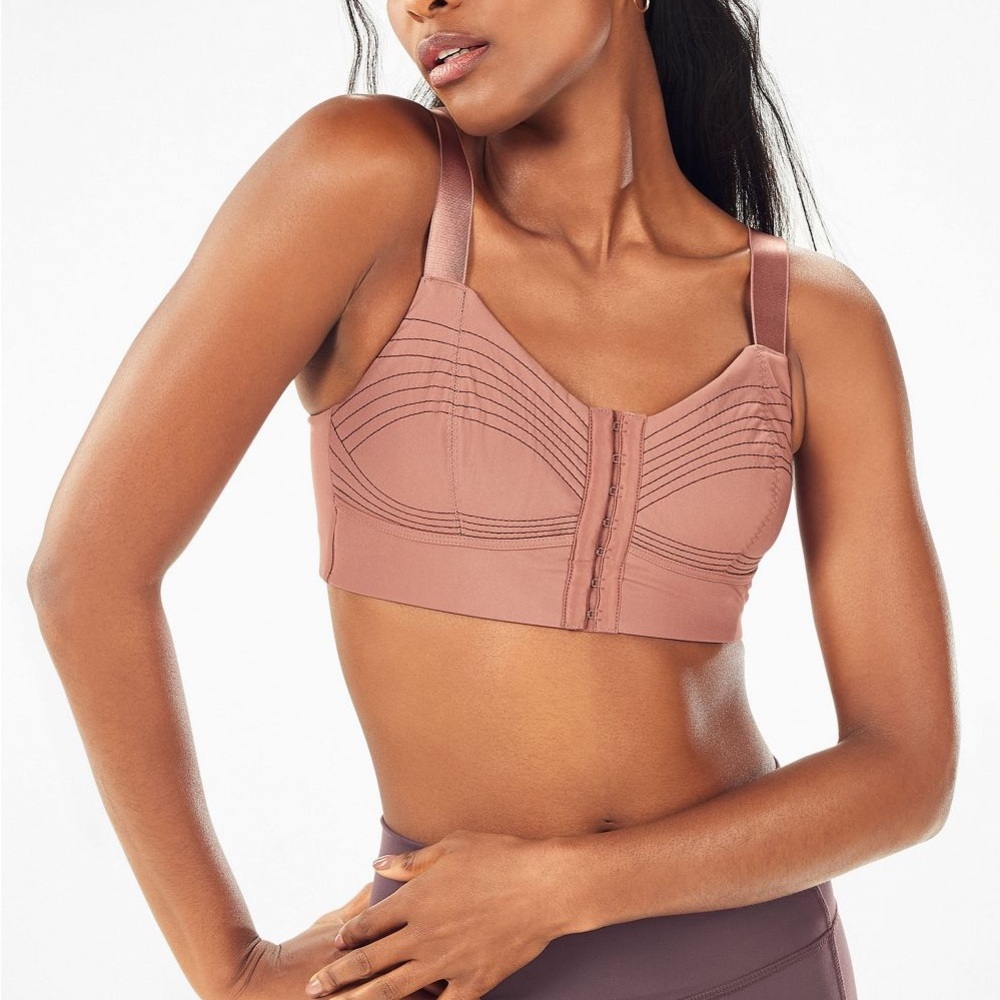 Fabletics Ines Low-Impact Women's Mauve Front Hook & Eye Closure Sports Bra
